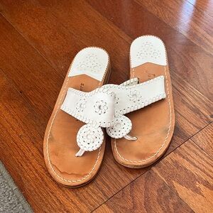 Jack Rogers White Leather Thong Sandals